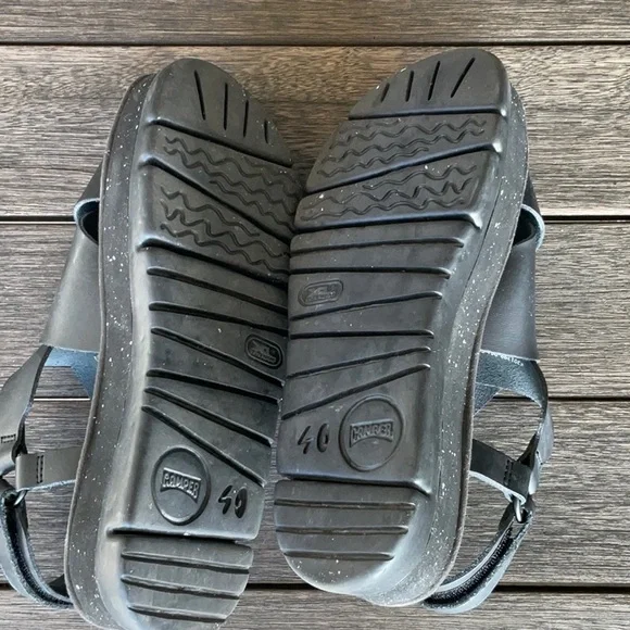 Camper Black Leather Platform Sandals 40 - Picture 5 of 5
